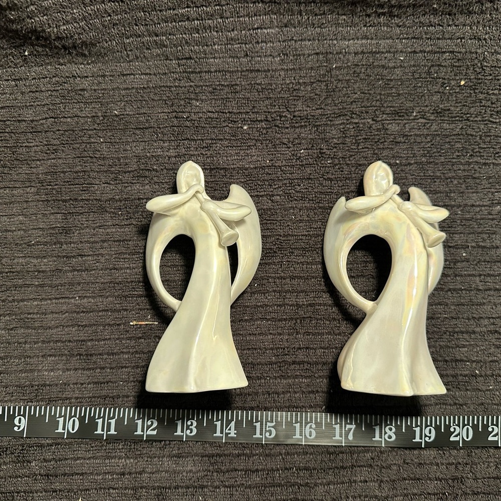 Elegant Cream Ceramic Angel Figurine Pair - Home Accents candle holders